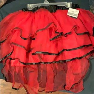 Red tutu skirt with black trimming